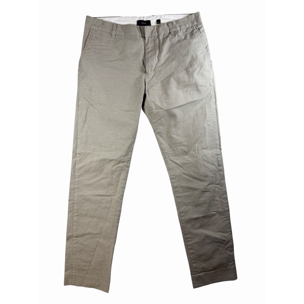 Vince Mens 33 Slim Fit Griffith Gray Dress Pants Straight Leg Chino Trousers